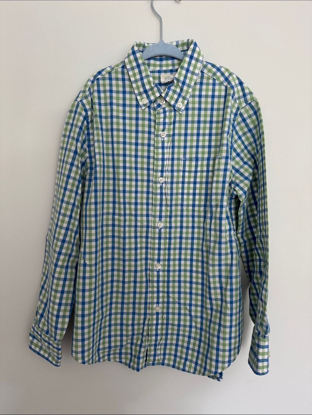 Crewcuts Green and Blue Plaid Button-Down Shirt size 10 Boys